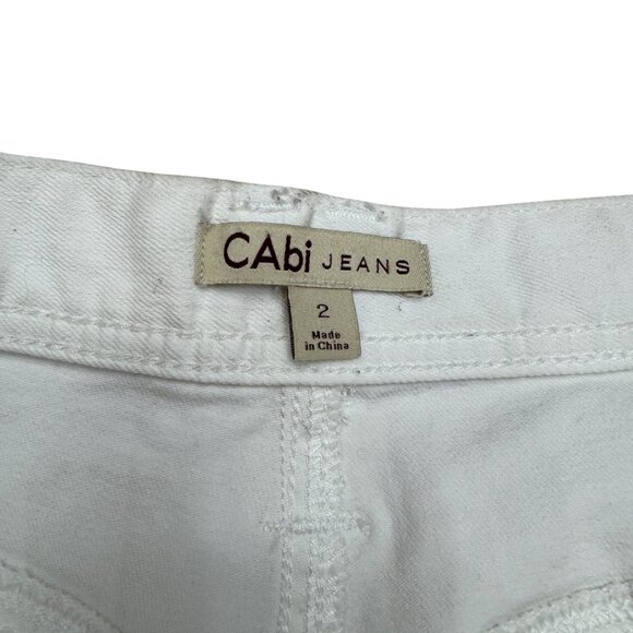 CAbi Jeans Women's White Distressed Denim Pants, Size 2 - Picture 8 of 12